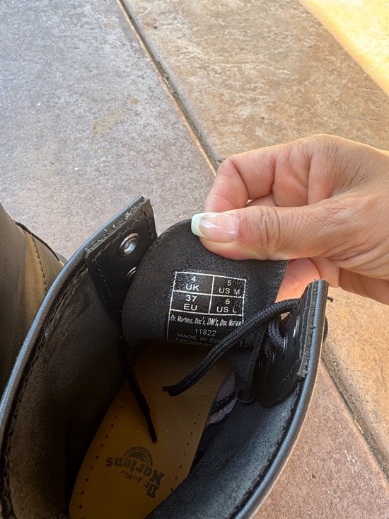 Dr. Martens Black Leather 8-Eye Boots with Yellow Stitching - Picture 5 of 6